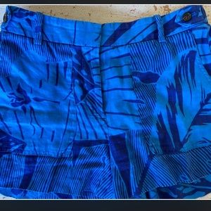 Womens J Crew Blue Linen Shorts Size 2